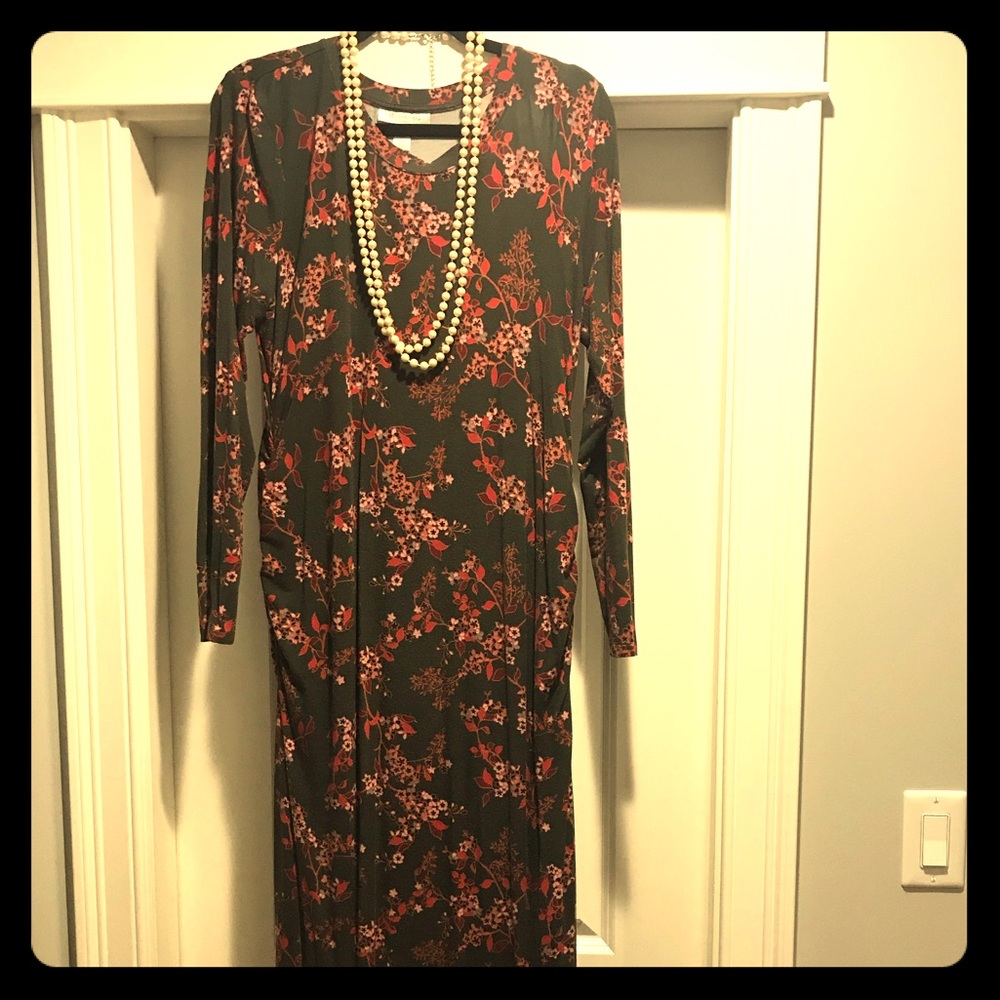 Motherhood maternity green floral long dress